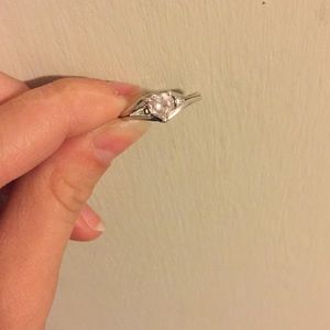 Real silver ring, cubic Zirconia diamond.